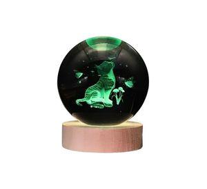 Lampara Bola De Cristal LED RGB Colores Gato