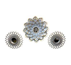Set Espejos Diseño Flor Color Gris