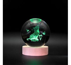 Lampara Bola De Cristal LED RGB Colores Gato
