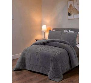 CUBRECAMA DE RELIEVE 2 PLAZAS COLOR GRIS OSCURO