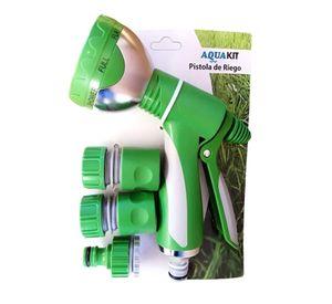 Set Pistola Riego 8 Funciones Con Acoples 4 Piezas Aquakit