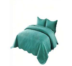 QUILT CUBRECAMA DE VERANO 2 PLAZAS CON RELIEVE COLOR TURQUESA