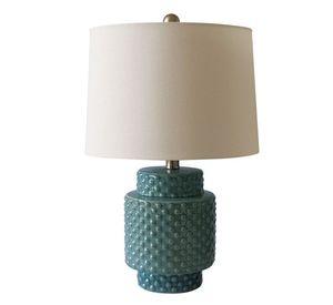 LAMPARA SOBREMESA CERAMICA TURQUESA TEXTURA 1X60W E27