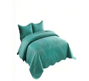 QUILT CUBRECAMA DE VERANO 2 PLAZAS CON RELIEVE COLOR TURQUESA