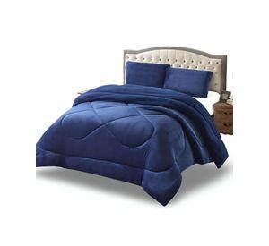 Cubrecama plush con chiporro Acolchado liso King azul
