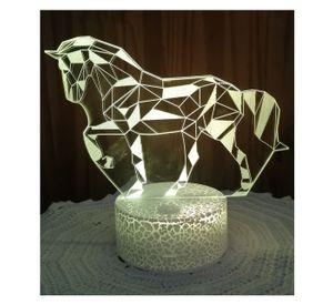 Lámpara ilusión 3D Animal Caballo 7 Colores Led