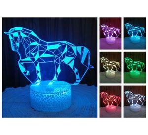 Lámpara ilusión 3D Animal Caballo 7 Colores Led