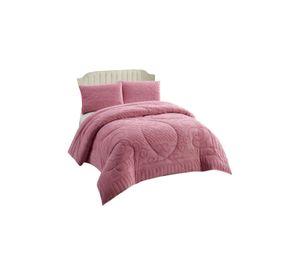 Cubrecama Plumón Jacquard Premium 2 Plazas Invierno Térmico rosa