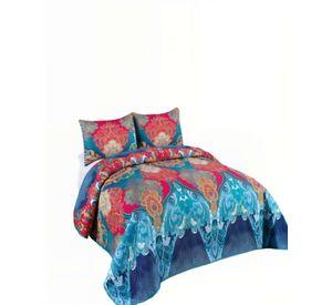 CUBRECAMA DE VERANO CON POMPON Y DISENO 2P MULTICOLOR 03