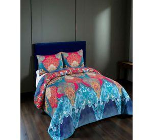 CUBRECAMA DE VERANO CON POMPON Y DISENO 2P MULTICOLOR 03