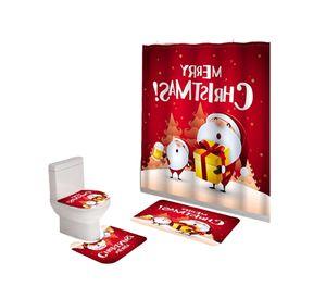 SET 4 PIEZAS CORTINA DE BAÑO Y ALFOMBRAS DISEÑO NAVIDEÑO TF02