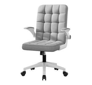 Silla Ejecutiva de Oficina Ergonómica con Apoyabrazos Ajustables de Tela Gris