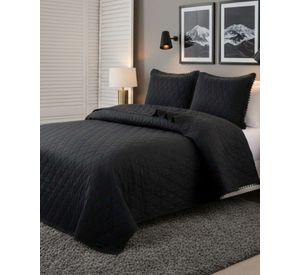 Cobertores de Verano-Primavera con Diseño de Pompon (2 plazas) negro