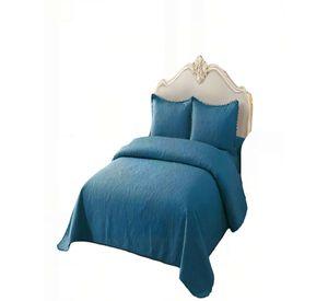 QUILT CUBRECAMA DE VERANO 2 PLAZAS CON POMPON COLOR AZUL