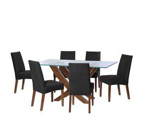 Juego De Comedor Alicante 6 Sillas Cadiz Tela Velvet Negro