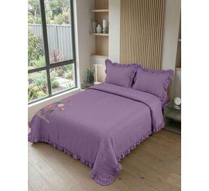 Quilt Cubrecama  Verano Estampado Floral con Bobos 2 Plazas09