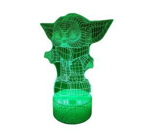 Lámpara ilusión 3D Baby Yoda 7 Colores Led Bebe Yoda