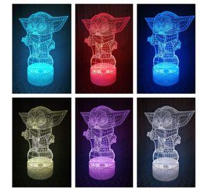 Lámpara ilusión 3D Baby Yoda 7 Colores Led Bebe Yoda