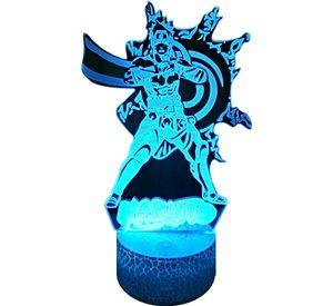 Lámpara ilusión 3D Naruto Modo Kurama 7 Colores Led