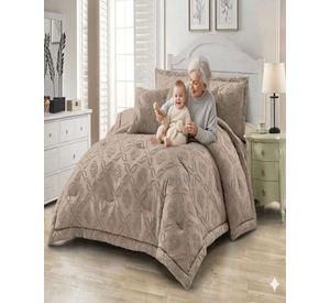 Cubrecama Quilt Nórdico Delgado Diseño Flores king beige