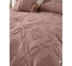 Cubrecama Quilt Nórdico Delgado Diseño Flores 2 plazas rosa