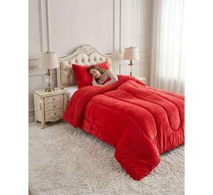 Cubrecama de Plush con Chiporro Diseño Ondas 1,5 plazas rojo