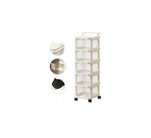 Carrito Organizador Ruedas Tipo Cómoda 5 Cajones Beige