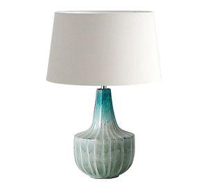 LAMPARA DE SOBREMESA CERAMICA TURQUESA CON TEXTURA E27 1X60W