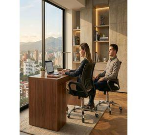 Pack 2 Silla de Oficina Giratoria con Malla y Base de Acero Cromado