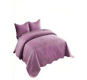 CUBRECAMA QUILT DE VERANO 2 PLAZAS CON RELIEVE COLOR MORADO
