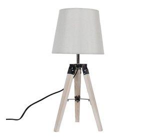 LAMPARA SOBREMESA MADERA MARFIL E27 1X40W BAJA