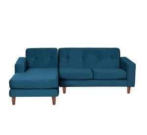 Sofa Chaiselong Izq Salerno Tela  Velvet  Azul Petroleo