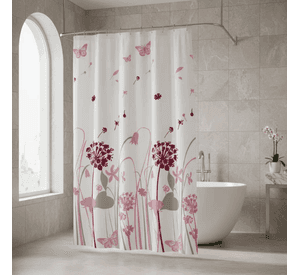 Cortina de Baño con Estapanpado de Mariposas