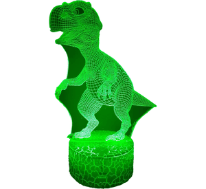 Lámpara ilusión 3D De Dinosaurio Rex Miniatura 7 Colores Led Integrados