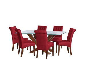 Juego De Comedor Alicante 6 Sillas Oviedo Cuero Kentucky Rojo