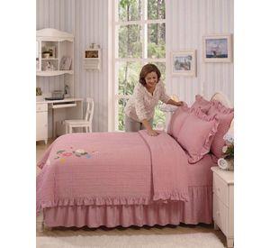 Quilt Cubrecama  Verano Estampado Floral con Bobos 2 Plazas06