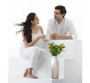 Florero Jarrón Decorativo Cerámica Alto Mesa Blanco Jhn