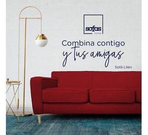 Sofá Lilen Chenille Tipo Lino Rojo 2 Cuerpos