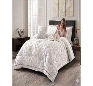 Cubrecama Quilt Nórdico Delgado Diseño Flores king blanco