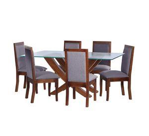 Juego De Comedor Alicante 6 Sillas Girona Lino Gris Oscuro