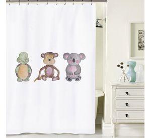Cortina de Baño Animales Acuarela