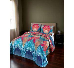 CUBRECAMA DE VERANO CON DISENO Y POMPON KING MULTICOLOR 03