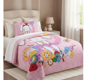 Cubrecama Quilt Sherpa 1.5 - Varios Modelos W.m G Coral Claro Diseño Rosado