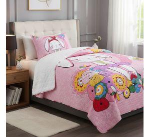Cubrecama Quilt Sherpa 1.5 - Varios Modelos W.m G Coral Claro Diseño Rosado