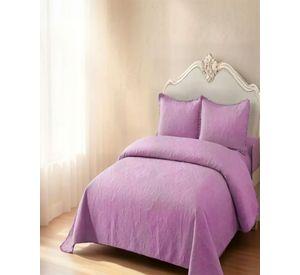 CUBRECAMA QUILT DE VERANO 1,5 PLAZAS CON POMPON COLOR MORADO