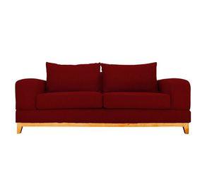 Sofá Basalto Chenille Tipo Lino Rojo 3 Cuerpos