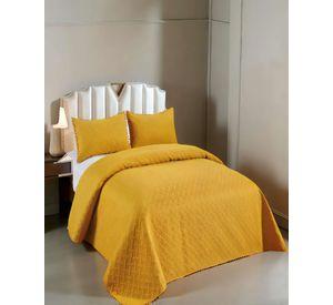 CUBRECAMA DE VERANO UNICOLOR CON POMPON PYM COLOR AMARILLO