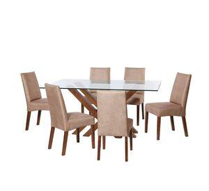 Juego De Comedor Merida 6 Sillas Cadiz Cuero Kentucky Beige