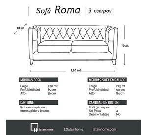 Sofá Roma 3 Cuerpos Capitoné Lino
