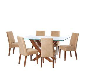 Juego De Comedor Alicante 6 Sillas Cadiz Tela Velvet Beige